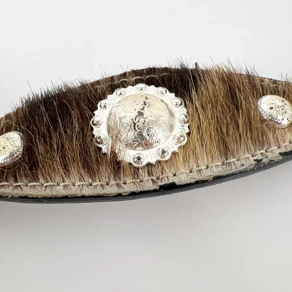 Montana Silversmiths scalloped hair on cow hide western concho belt MSL70 30